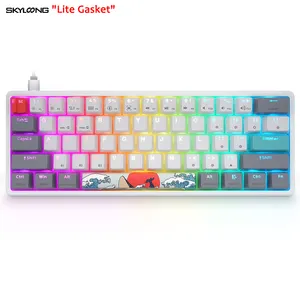 SKYLOONG Bản Phát Hành Mới Nhất GK61 Trong Lite Gasket OEM PBT Coral Keycaps Gateron Switch Bàn Phím Cơ Chơi Game Rgb