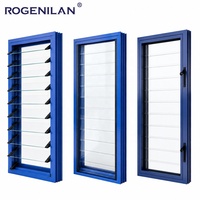 ROGENILAN - Ventana de Aluminio con Aislamiento Térmico Manual de Nuevo Estilo, Ventana con Persianas de Doble Vidrio Templado para Exteriores