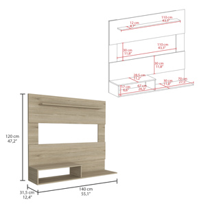 Floating Entertainment Center Light Pine One Shelf Two Shelves For Tv Up To 55 Inch Wall <b>Mount</b> - Product Image 4