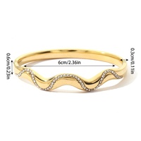 Bracelet personnalisé en acier inoxydable plaqué or rose 18 carats PVD, étanche, en forme de S, avec zircons incurvés, bijou de main