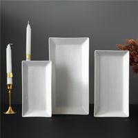 Assiettes rectangulaires modernes pour mariage, hôtel, restaurant, dîner, vente en gros, vaisselle, assiette en porcelaine blanche