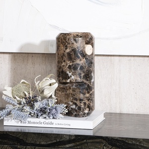Ensemble <span class=keywords><strong>de</strong></span> sculptures décoratives <span class=keywords><strong>de</strong></span> table en marbre naturel <span class=keywords><strong>de</strong></span> luxe, travertin, Dia90*455 Dia120*260, multicolores, décoration moderne pour la maison - Product Image 4