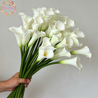 Bunga Calla Lily Buatan PU Sentuhan Realistis Warna Putih 60 cm untuk Dekorasi Pernikahan dan Rumah
