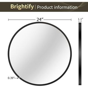 Brightify Round Black <b>Mirror</b> 24 Inch Wall Mounted Contemporary Bathroom Vanity <b>Mirror</b> Glass <b>Frame</b> - Product Image 6