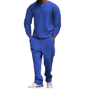 EVELYN abito due pezzi da <span class=keywords><strong>uomo</strong></span> Casual sport in maglia Waffled girocollo a maniche lunghe e pantaloni per l'inverno - Product Image 5