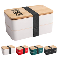Maßgefertigte Umweltfreundliche Japanische Doppelschichtige Plastik-Lunchbox Gesundes Geschirr Bambus Holzdeckel Bento-Lunchboxen