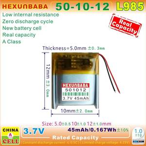 3.7V 45mAh 501012 2-draads polymeer lithium-ion batterijcel voor TWS Blue EARBUDS oordopjes 501010 L985 - Product Image 3