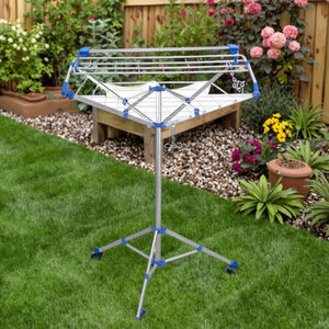Étendoir à <span class=keywords><strong>linge</strong></span> rétractable en aluminium extensible de haut niveau support de tour pliable sèche-<span class=keywords><strong>linge</strong></span> rotatif pliant chambre étendoirs de séchage - Product Image 6
