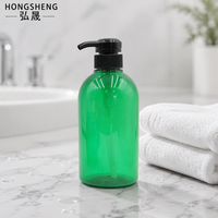 Bouteille pompe en plastique PET verte de 500 ml, flacon vide de luxe pour shampoing, gel douche, après-shampoing, savon liquide, avec logo personnalisé