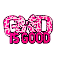 Grande écusson brodée en chenille « God Is Good Jesus » avec nœud rose pour sweat à capuche, veste, sweat-shirt, ou comme appliqué pour vêtement