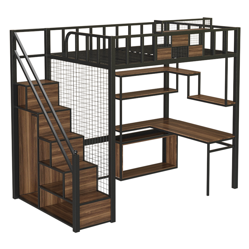 공장 직접 작은 아파트 홈 기숙사 금속 안정 학생 나무 보관 로프트 이층 침대 책상