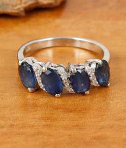 แหวนเงินทำด้วยมือสำหรับผู้หญิงสวยไพลินธรรมชาติขนนกหินวันเกิดรูปไข่ของขวัญเครื่องประดับสำหรับเธอ - Product Image 1