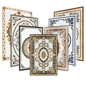 Piso de carpete decorativo de porcelana dourada com azulejos de cerâmica personalizados e desenho de flores de cristal para aplicação na parede