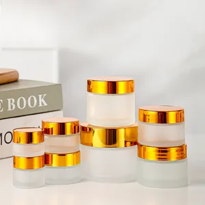 Face Lotion Containers Matte Clear Cream Jar 1 Oz 2 Oz 3 Oz Glass Jars With Gold And Black Lids