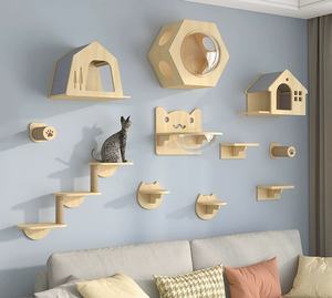Muur Gemonteerde Kat Boom <span class=keywords><strong>Indoor</strong></span> Gym Drijvend Huis Condo Klimtoren Meubels Planken Trappen Activiteit Hindernisbaan Voor Katten - Product Image 3