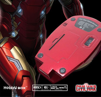 Mouse nirkabel Iron Man 2.4G asli