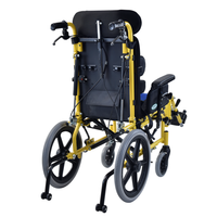 Fauteuil roulant pour enfants léger en aluminium, 45 places, dossier inclinable horizontal, capacité de charge de 75 kg, accoudoirs relevables réglables en hauteur