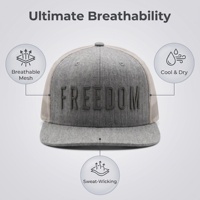Casquette Snapback Homme Personnalisée de Haute Qualité à 6 Panneaux, Visière Plate, Maille, Laine Acrylique Gris Mélange, Broderie 3D, Gorras, Chapeau Trucker Snap Back