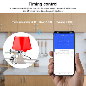 Tuya 스마트 가스/워터 밸브 레드 컬러 흡입 제어 SCV 쿼터 턴 밸브 흐름 제어 원격 액세스 및 누출 감지 기능 - Product Image 5