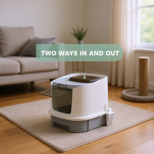 Enclos pour litière pour chat 65L, entrée et sortie bidirectionnelles, fonctionnement manuel, forme rectangulaire en plastique - Product Image 2