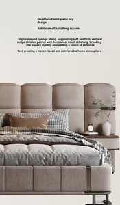 Cama de Cuero Genuino de Lujo Moderna de Alta Gama con Cabecera y Respaldo, Tamaño Doble, Queen y King, <span class=keywords><strong>Precio</strong></span> al por Mayor - Product Image 5