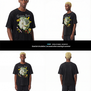 เสื้อยืดสไตล์อเมริกันเรโทร ลายเกล็ดหิมะ ผ้าฝ้ายลายไม้ไผ่ ลายผลไม้แปลกตา ขอบพับ แขนสั้น - Product Image 2