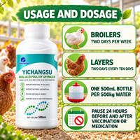 Additif alimentaire liquide à base d'acide lactique et d'acide citrique pour poulets de chair et poules pondeuses