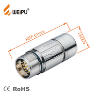 Weipu Connecteur à sertir circulaire en métal étanche IP67 M23 Connecteur de câble 9/12Pin pour l'alimentation