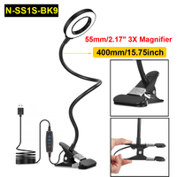 3X Magnifying Glass Table Lamp Flexible Gooseneck Lamp Table Clamp USB LED Desk Lamp USB Illuminated Magnifier for Home Office