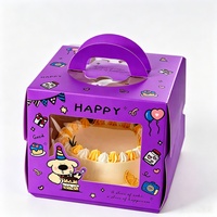 Emballage cadeau pour les fêtes, emballage pour desserts, boîte à gâteau d'anniversaire, fenêtre transparente en PET, poignée portable, impression de logo personnalisée, boîte à pâtisserie