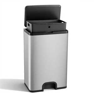 Cubo <span class=keywords><strong>de</strong></span> <span class=keywords><strong>Basura</strong></span> Inteligente <span class=keywords><strong>de</strong></span> Acero Inoxidable <span class=keywords><strong>de</strong></span> 50L, con Apertura Superior, Manos Libres, para Cocina y Hogar, en Oferta - Product Image 1