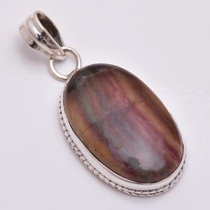 จี้พลอยเงิน 925 แข็ง, จี้พลอยอาเกตธรรมชาติมอส, ผู้จัดจําหน่ายเครื่องประดับพลอยชั้นดีใหม่ - Product Image 3