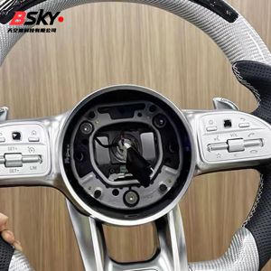 Volant en fibre de carbone blanche personnalisé avec LED, adapté aux Mercedes Benz W213 W463 W223 G63 E63 E205 GLA300 GLS A45 <span class=keywords><strong>AMG</strong></span> C43 <span class=keywords><strong>AMG</strong></span> - Product Image 2