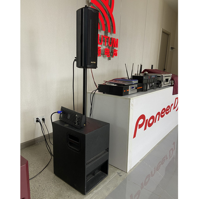 Professional Q403M + Q300D 4.5 Inch Column Speakers with 12 Inch Subwoofer Active Audio PA Sound System Audio Sound Equipment