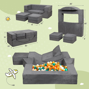 Canapé modulaire pour enfants en mousse CertiPUR-US, canapé de jeu pour tout-petits avec <span class=keywords><strong>housse</strong></span> lavable certifiée OEKO-TEX pour la <span class=keywords><strong>maison</strong></span>, le salon et la salle de jeux - Product Image 2
