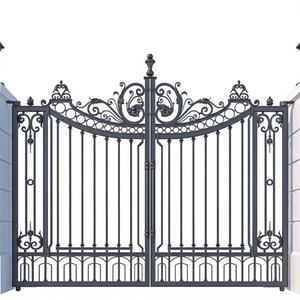 รั้วเหล็กดัดลายฉลุสำหรับวิลล่าหรูสไตล์คลาสสิก ประตูรั้วกันสนิม ชุบกัลวาไนซ์แบบจุ่มร้อน  งานตีขึ้นรูปด้วยมือ  แบบสองชั้น  ลายสามมิติ - Product Image 1