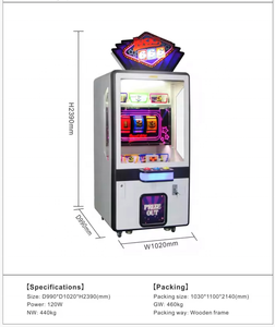 Vincita a gettoni per interni premio Arcade portafortuna ingranaggio gru gioco macchina redenzione rotolamento