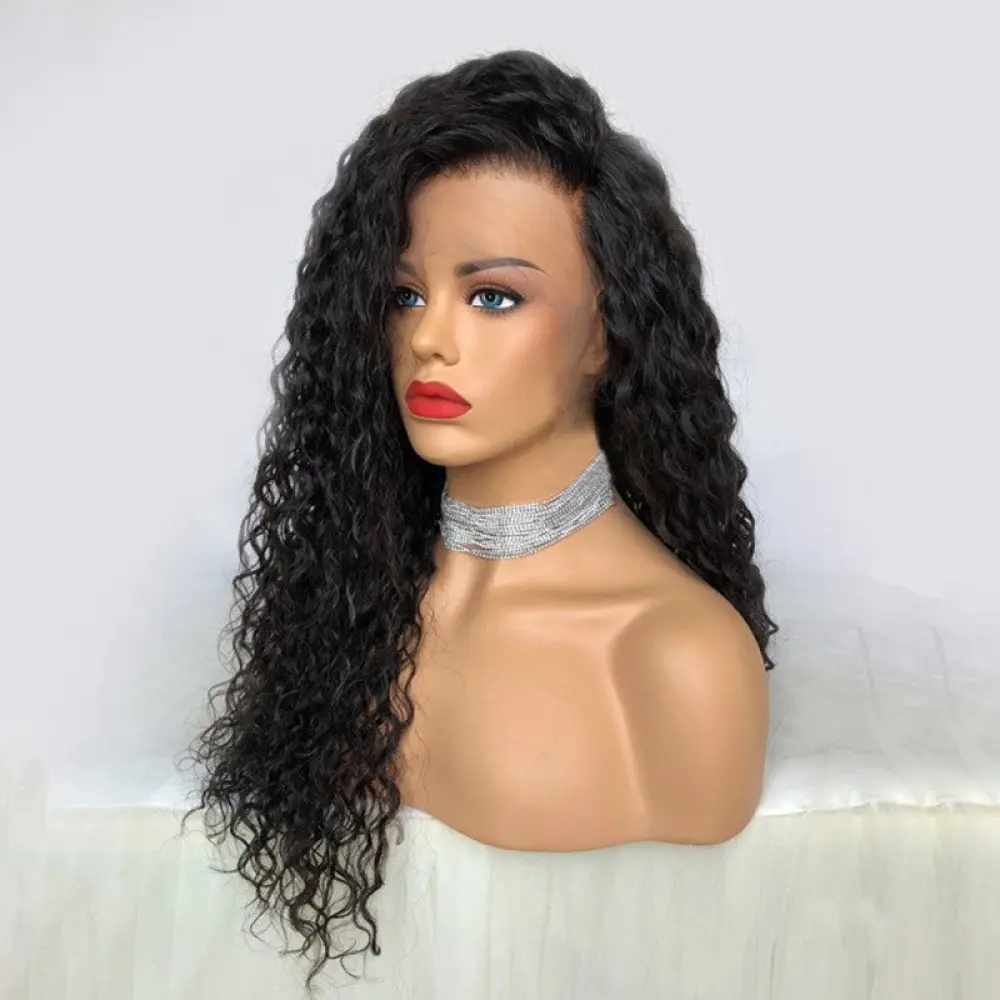 Raw 100% human hair vendors for black women color human water wave 360 lace hair wig blended colored human hair lac front wigs