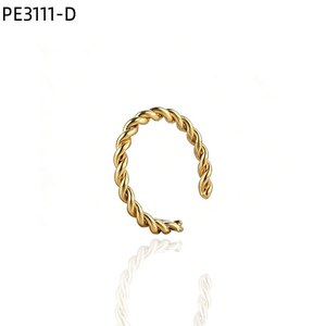 Pendiente Minimalista de Aro Completo con Diseño de Cuerda Trenzada PE3111 para Mujer, Sin Perforación, Clip de Oreja Helix, Regalo Moderno para Uso Diario - Product Image 2
