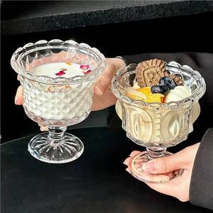 Nouvelle Arrivée - <span class=keywords><strong>Verre</strong></span> <span class=keywords><strong>à</strong></span> pied vintage français, coupe <span class=keywords><strong>à</strong></span> champagne et dessert, motif floral en relief, bord festonné, pour bar, restaurant, mariage - Product Image 4