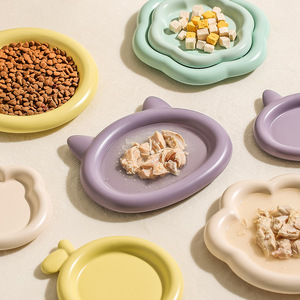 จานเซรามิกน่ารักสำหรับสัตว์เลี้ยง สุนัข แมว สีเขียว ม่วง แอพริคอต เหลือง ชามอาหารสัตว์เลี้ยง - Product Image 4