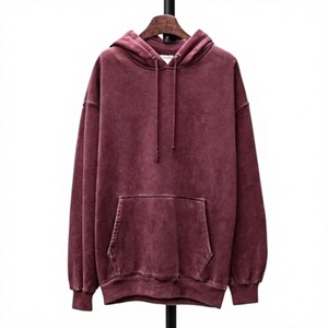เสื้อฮู้ดดี้โอเวอร์ไซส์ผู้ชาย สีพื้น มีกระเป๋า แขนยาว สวมใส่สบายๆ สำหรับฤดูใบไม้ร่วง ผ้าฝ้าย 100% ผ้าเฟรนช์เทอร์รี่ถัก รุ่น 2027 - Product Image 1