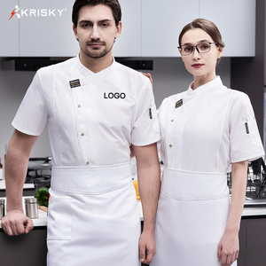 Ropa de cocinero de algodón y poliéster con bolsillo en el brazo, uniforme de <span class=keywords><strong>Pizza</strong></span> para restaurante de Hotel, ropa de cocina de trabajo, chaqueta personalizada de Chef negra - Product Image 3