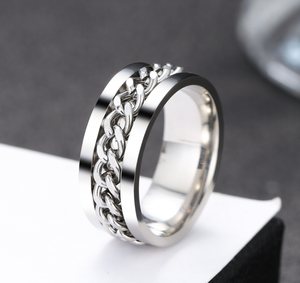 Anello Classico 2025 Placcato Oro 18K, Gioiello alla Moda per Uomo e Donna, Catena Rotante in Acciaio Inossidabile - Product Image 5