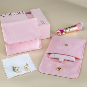 Bolsa de Tela Rectangular de Microfibra de Lujo para Guardar Joyas, Collares y Pendientes, de la Fábrica Fuchen Source, con Compartimento Oculto - Product Image 1