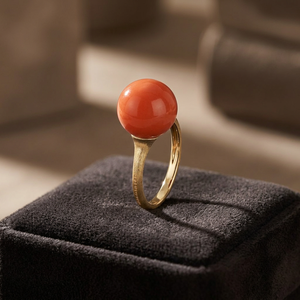 Ensemble bague et boucles d'oreilles en laiton plaqué or 18 carats avec pierre précieuse cornaline, fait main, classique, tendance, unisexe - Product Image 2
