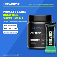 Créatine monohydrate micronisée en poudre Lifeworth, capsules d'acides aminés professionnels, blanches, OEM pour adultes