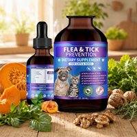 Gouttes de prévention contre les puces et les tiques pour chiens - Supplément liquide riche en protéines, huile de noix de coco, poudre d'ail, soutien immunitaire, absorption rapide