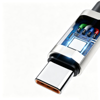 Kabel USB ke Type C 100W Super Fast Charging dengan Efek Lampu LED, Kabel Data Kepang Berdensitas Tinggi untuk Laptop, Ponsel, Tablet