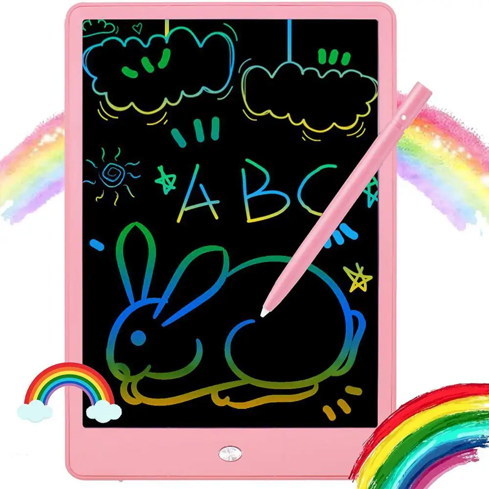 Tablet, tablet eletrônico de 10 polegadas lcd rosa, prancheta rabisco apagável, reutilizável, almofadas de desenho educativo e aprendizado, brinquedo